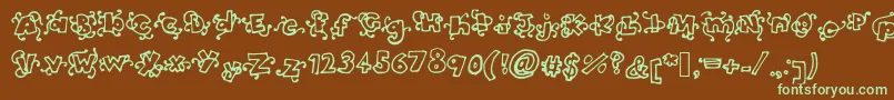 Шрифт Headinthecloudsbold – зелёные шрифты на коричневом фоне