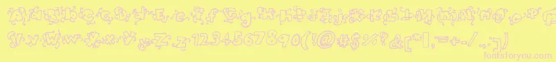 Headinthecloudsbold-Schriftart – Rosa Schriften auf gelbem Hintergrund