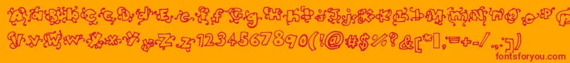 Fonte Headinthecloudsbold – fontes vermelhas em um fundo laranja