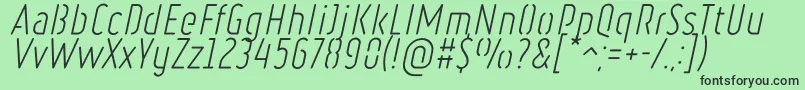 RulerStencilLightItalic Font – Black Fonts on Green Background