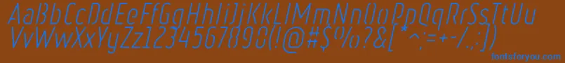 フォントRulerStencilLightItalic – 茶色の背景に青い文字