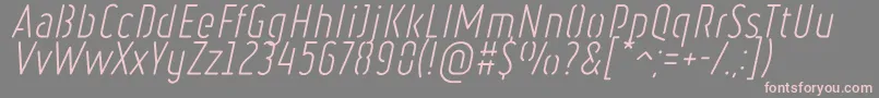 RulerStencilLightItalic-Schriftart – Rosa Schriften auf grauem Hintergrund