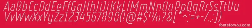 RulerStencilLightItalic Font – Pink Fonts on Red Background