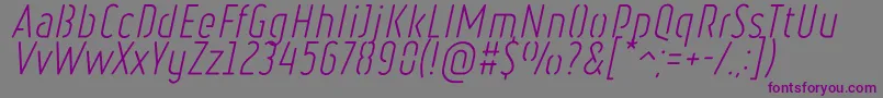 RulerStencilLightItalic-fontti – violetit fontit harmaalla taustalla