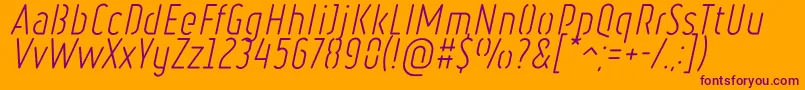 Czcionka RulerStencilLightItalic – fioletowe czcionki na pomarańczowym tle