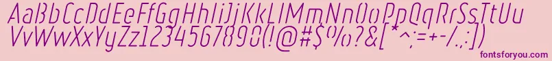 フォントRulerStencilLightItalic – ピンクの背景に紫のフォント