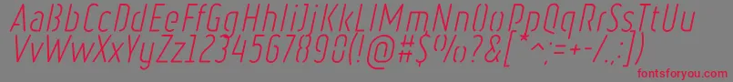 RulerStencilLightItalic Font – Red Fonts on Gray Background