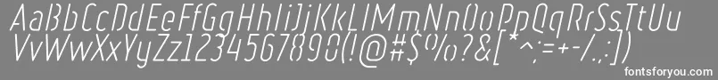 フォントRulerStencilLightItalic – 灰色の背景に白い文字