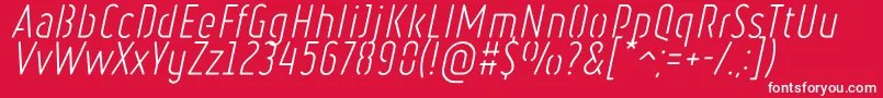 RulerStencilLightItalic Font – White Fonts on Red Background