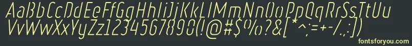 フォントRulerStencilLightItalic – 黒い背景に黄色の文字