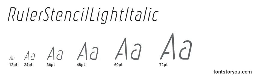 RulerStencilLightItalic Font Sizes