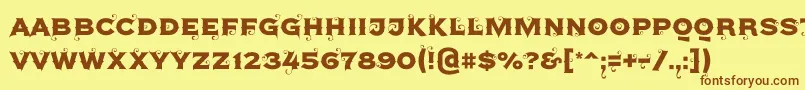 フォントAgreloy – 茶色の文字が黄色の背景にあります。