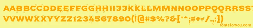 フォントAgreloy – オレンジの文字が黄色の背景にあります。