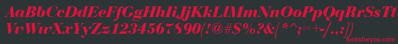BediniBoldItalic Font – Red Fonts on Black Background