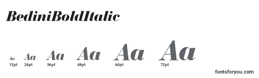 Размеры шрифта BediniBoldItalic