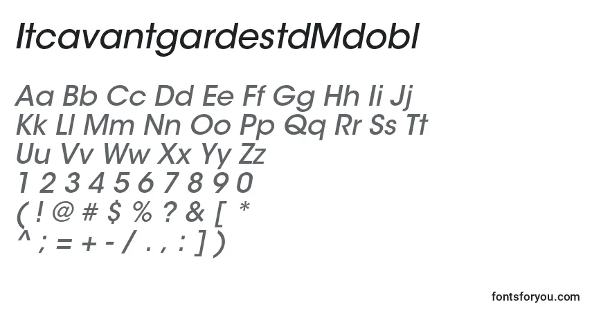 A fonte ItcavantgardestdMdobl – alfabeto, números, caracteres especiais