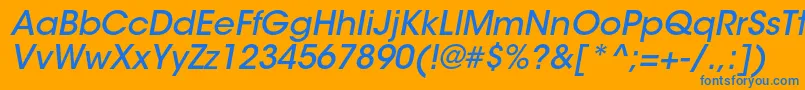Weitere Informationen zur ItcavantgardestdMdobl-Schriftart ItcavantgardestdMdobl-Schriftart – Blaue Schriften auf orangefarbenem Hintergrund