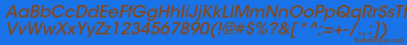 フォントItcavantgardestdMdobl – 茶色の文字が青い背景にあります。