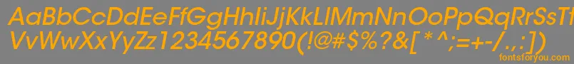 ItcavantgardestdMdoblフォントについての詳細 フォントItcavantgardestdMdobl – オレンジの文字は灰色の背景にあります。