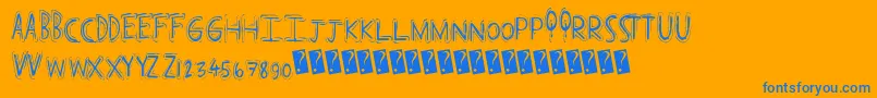 Popcap Font – Blue Fonts on Orange Background