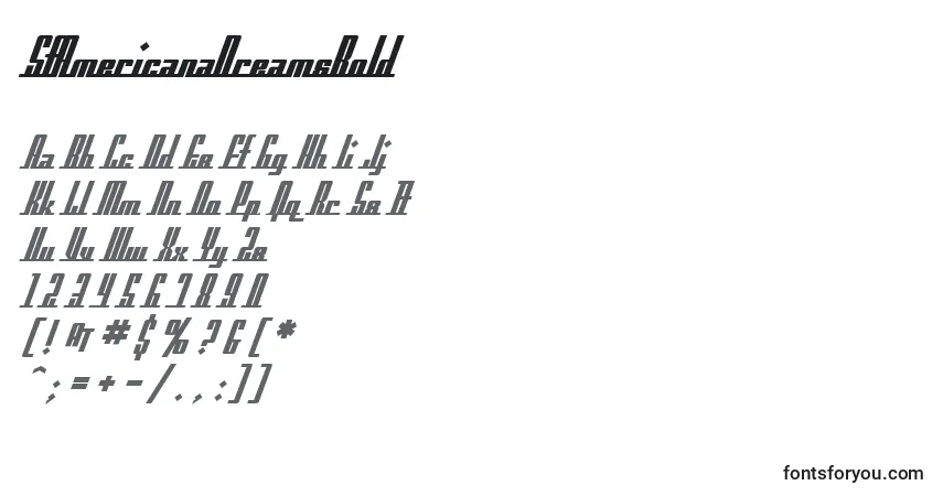 SfAmericanaDreamsBoldフォント–アルファベット、数字、特殊文字