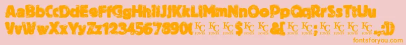 BythethroatDemo-fontti – oranssit fontit vaaleanpunaisella taustalla