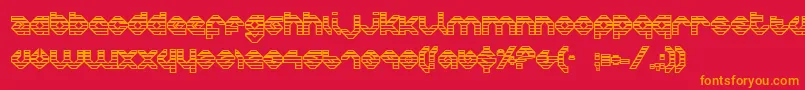 フォントCharliesAnglesOutgradient – 赤い背景にオレンジの文字