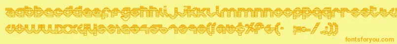 フォントCharliesAnglesOutgradient – オレンジの文字が黄色の背景にあります。