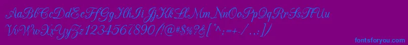 CacChampagne-Schriftart – Blaue Schriften auf violettem Hintergrund