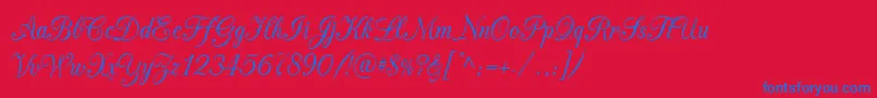 CacChampagne Font – Blue Fonts on Red Background