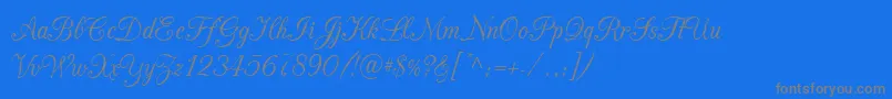 CacChampagne-Schriftart – Graue Schriften auf blauem Hintergrund