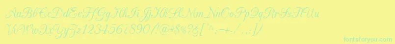 CacChampagne Font – Green Fonts on Yellow Background