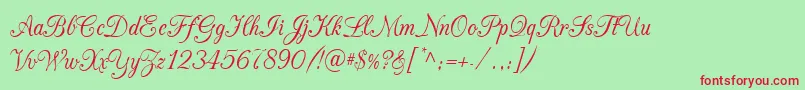 CacChampagne Font – Red Fonts on Green Background