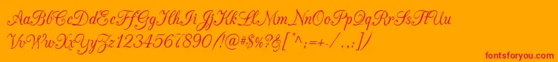 CacChampagne-Schriftart – Rote Schriften auf orangefarbenem Hintergrund