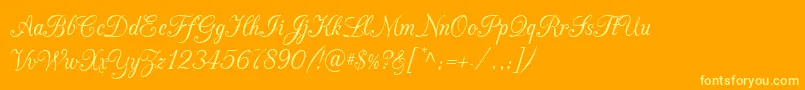 CacChampagne-Schriftart – Gelbe Schriften auf orangefarbenem Hintergrund