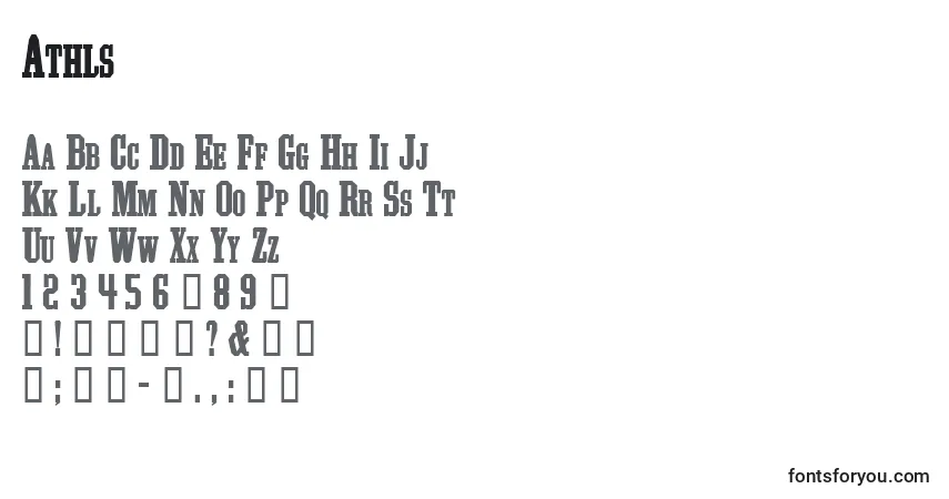 Czcionka Athls – alfabet, cyfry, specjalne znaki