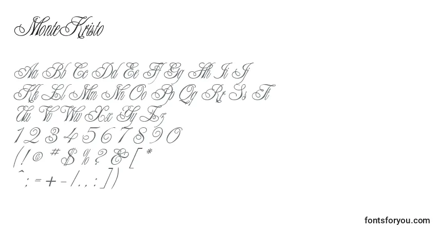 MonteKristo-fontti – aakkoset, numerot, erikoismerkit