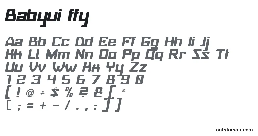 Schriftart Babyui ffy – Alphabet, Zahlen, spezielle Symbole