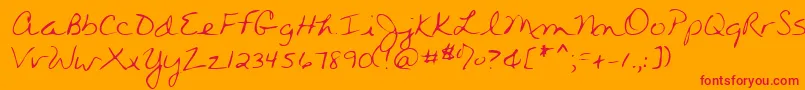 Lehn280-Schriftart – Rote Schriften auf orangefarbenem Hintergrund