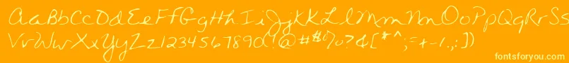 Lehn280-Schriftart – Gelbe Schriften auf orangefarbenem Hintergrund