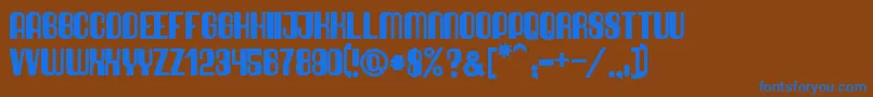 QuimbieUltraHeavy-Schriftart – Blaue Schriften auf braunem Hintergrund