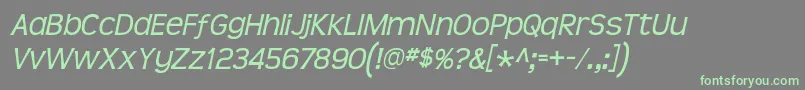TeenItalic-fontti – vihreät fontit harmaalla taustalla
