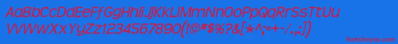 TeenItalic Font – Red Fonts on Blue Background