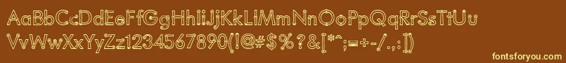 BlacksmithDelightOutlined-fontti – keltaiset fontit ruskealla taustalla