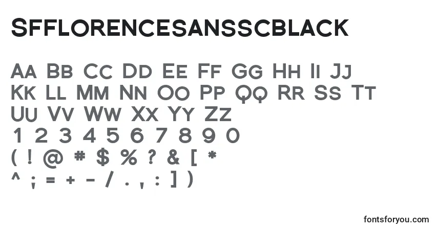A fonte Sfflorencesansscblack – alfabeto, números, caracteres especiais