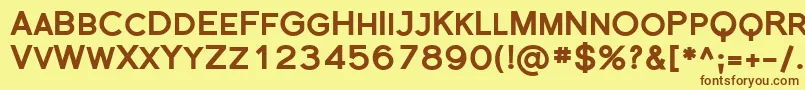 フォントSfflorencesansscblack – 茶色の文字が黄色の背景にあります。