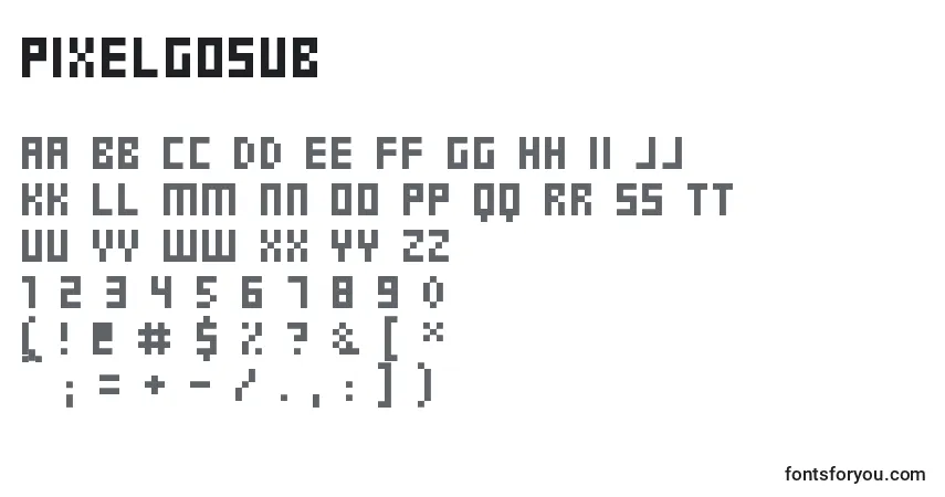 Fuente PixelGosub - alfabeto, números, caracteres especiales