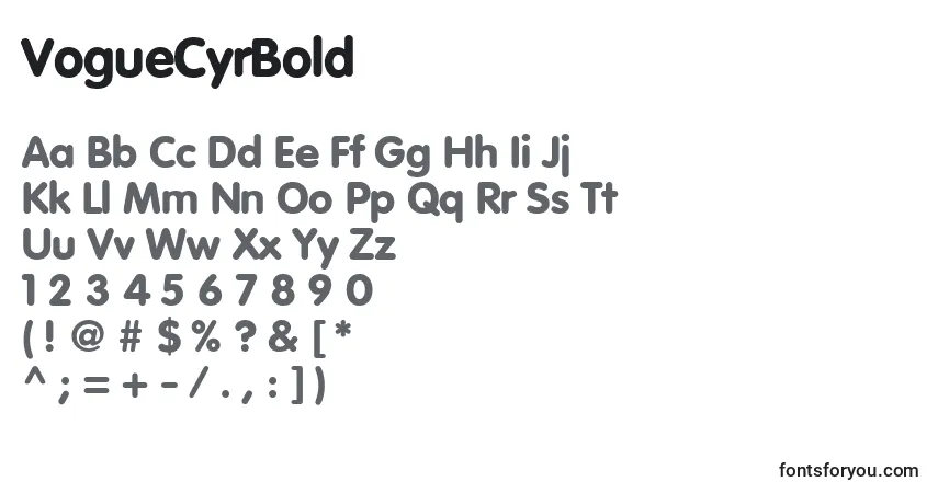 Шрифт VogueCyrBold – алфавит, цифры, специальные символы
