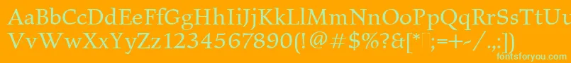 ElysiumBookPlain Font – Green Fonts on Orange Background