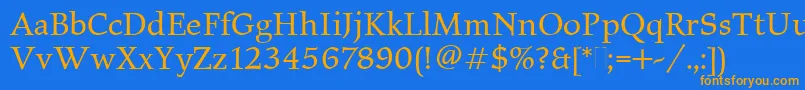 ElysiumBookPlain Font – Orange Fonts on Blue Background
